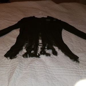 Distressed olive sweater